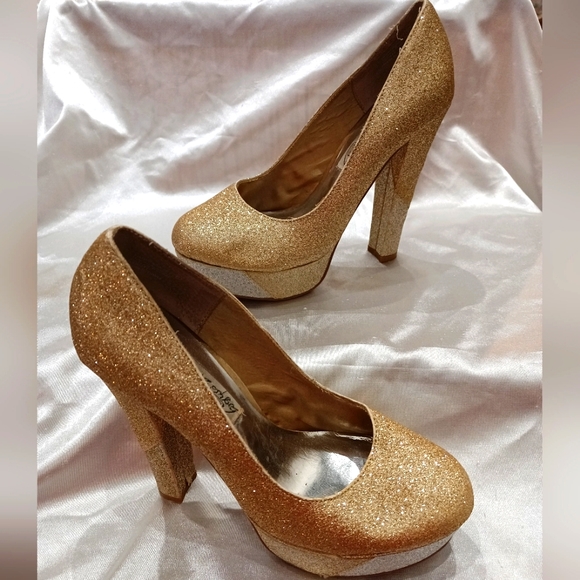 Naughty monkey gold glitter with some silver glitter chunky platforms 6 - Picture 11 of 12